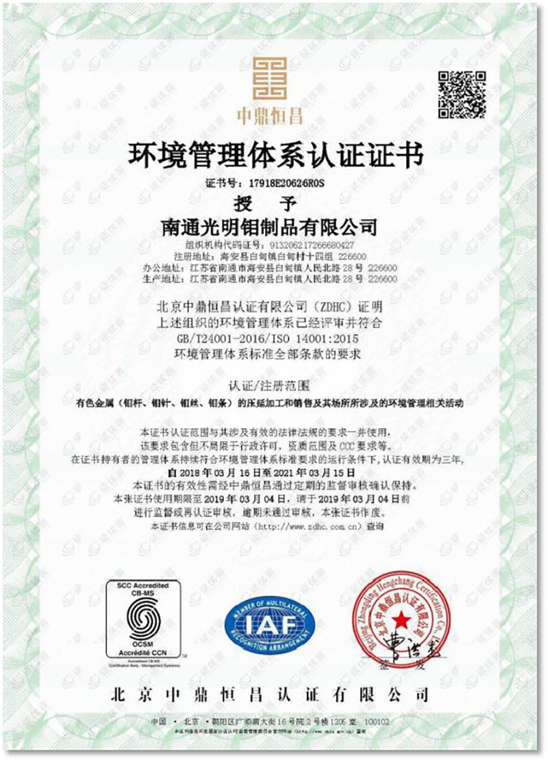 华体会官网app下载 - (中国)有限公司钼制品环境管理体系认证证书